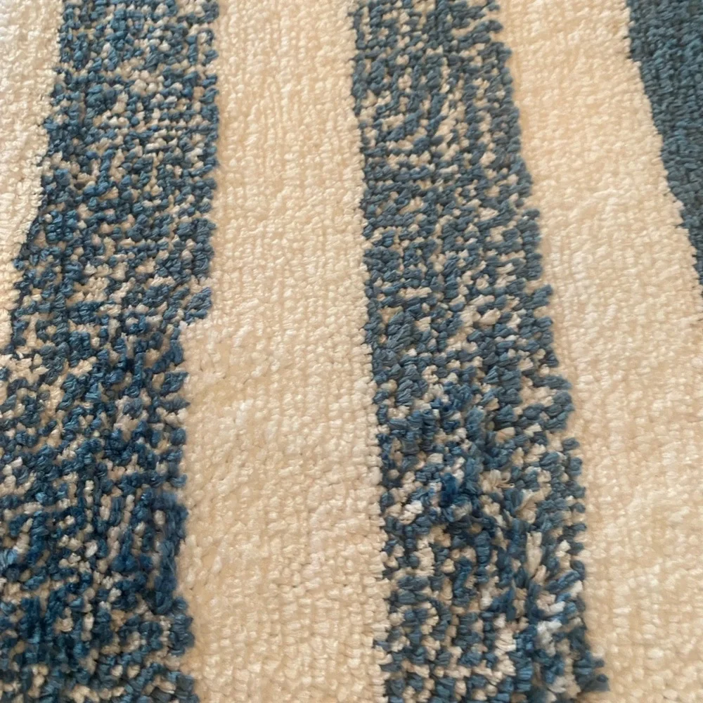 Blue and white strip bath mat non slip thick and soft